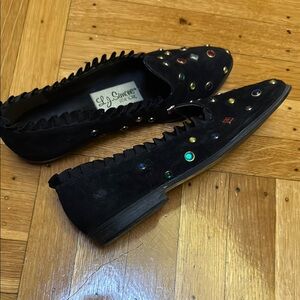 Black Embellished Loafers